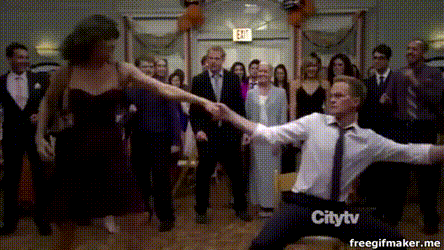 gif how i met your mother, gif himym, barney and robin dancing 